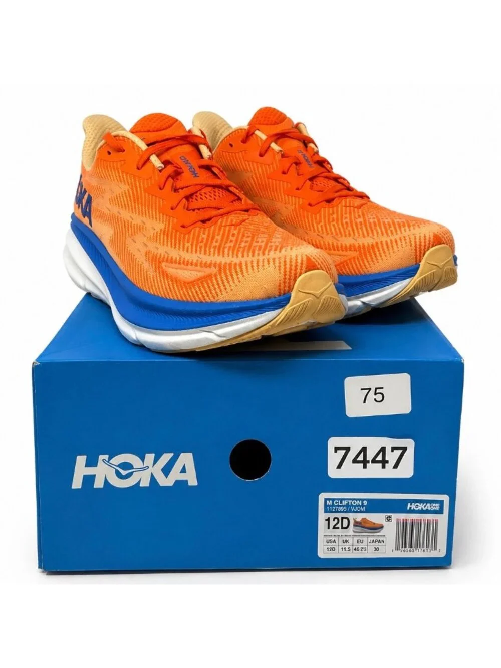 Clifton 9 Cushioned Neutral Running Shoes Mens 12 D Vibrant Orange Impala